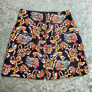Zara Floral Print Front Zipper Mini Skirt